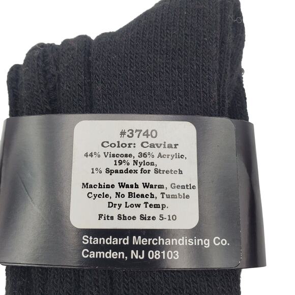 B.Ella Black Ribbed Socks Ankle Dress Size 9-11 #3740 Viscose Acrylic Blend Crew - Picture 3 of 3